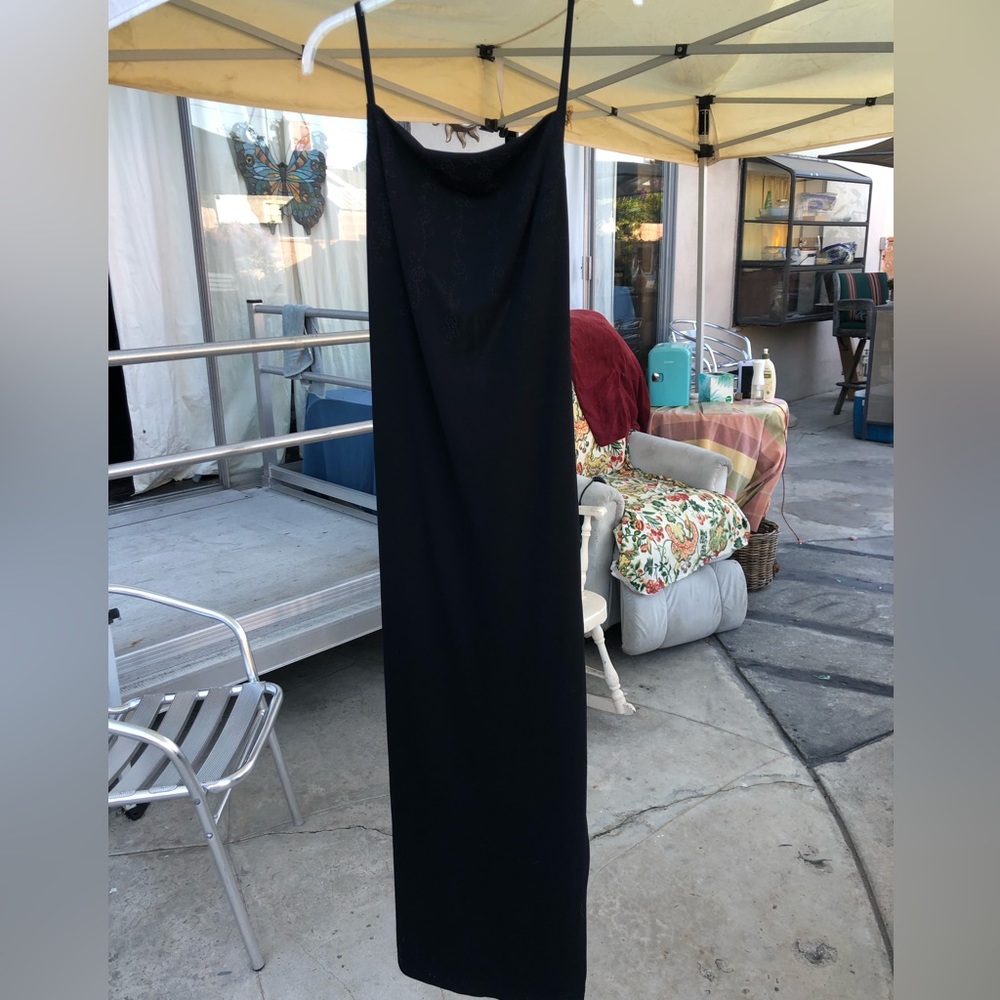 SOLD Vintage 90s Style Rampage Spaghetti Strap Floral Black Slip Maxi Dress - Picture 2 of 9